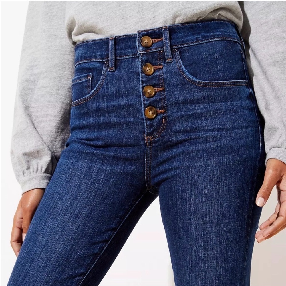 LOFT Modern High Rise Skinny Dark Blue Indigo Jeans - Picture 3 of 7